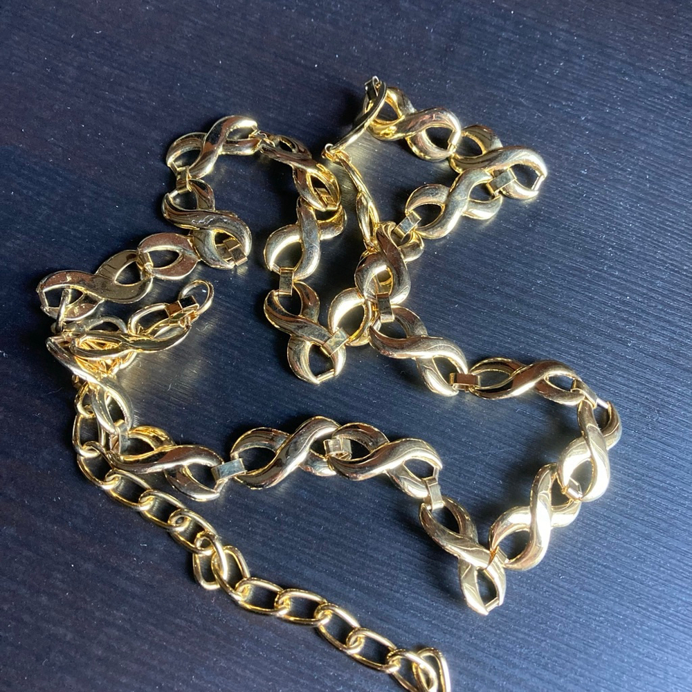 Gold Infinity Link Chain Belt One Size